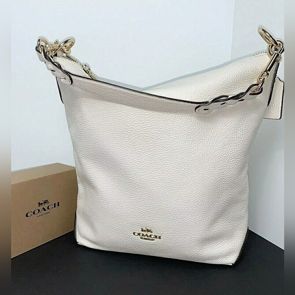 Coach Abby Duffle Chalk Light Green Pebbled Leather Convertible Crossbody Bag